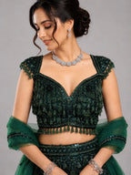 bottle green regal lehenga