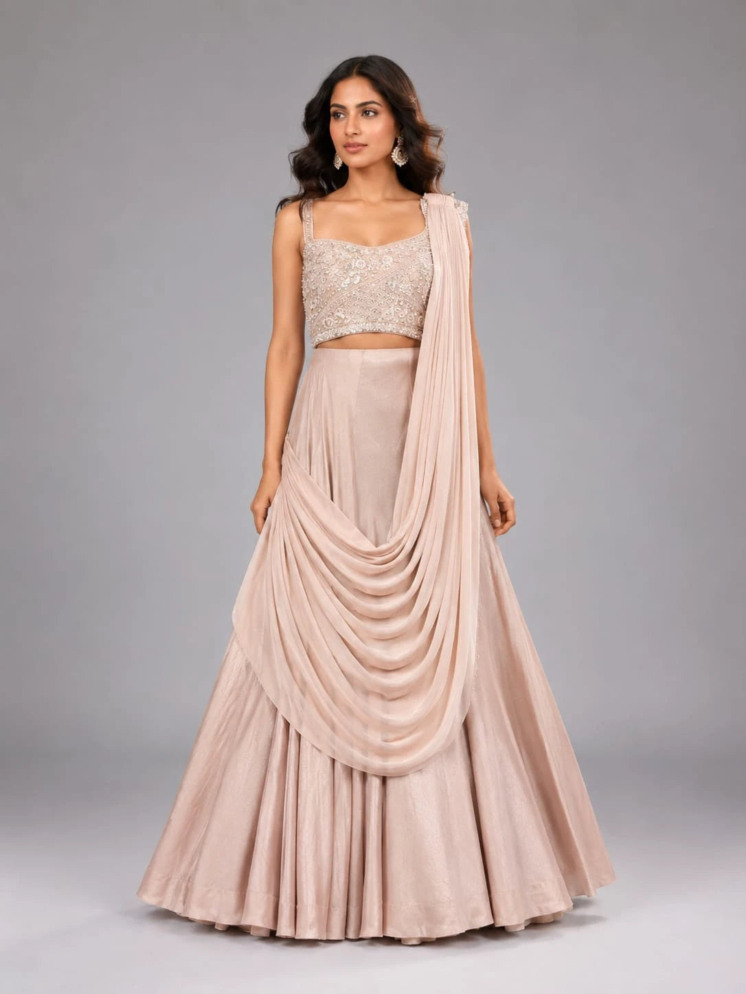 champagne lehenga 