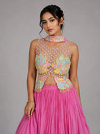 pink pleated lehenga