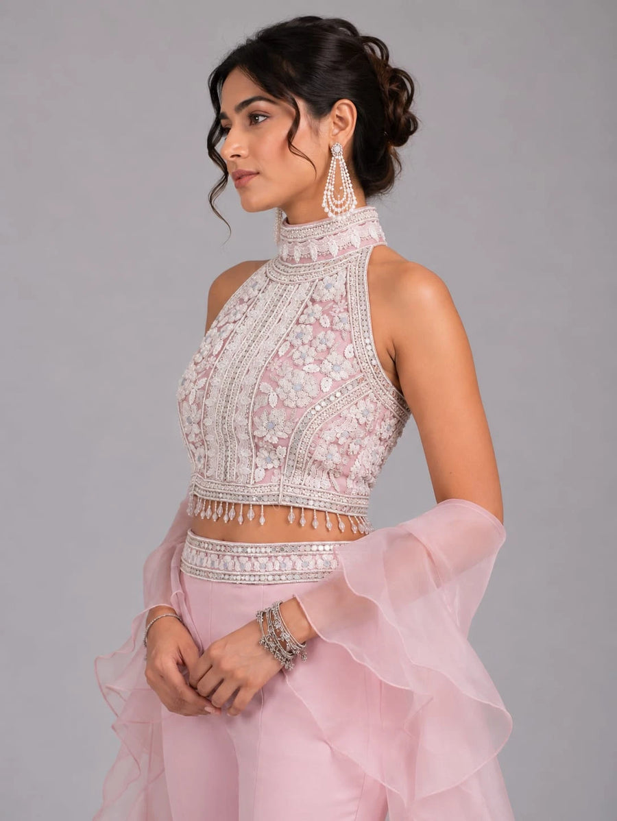pink ruffle dupatta sharara