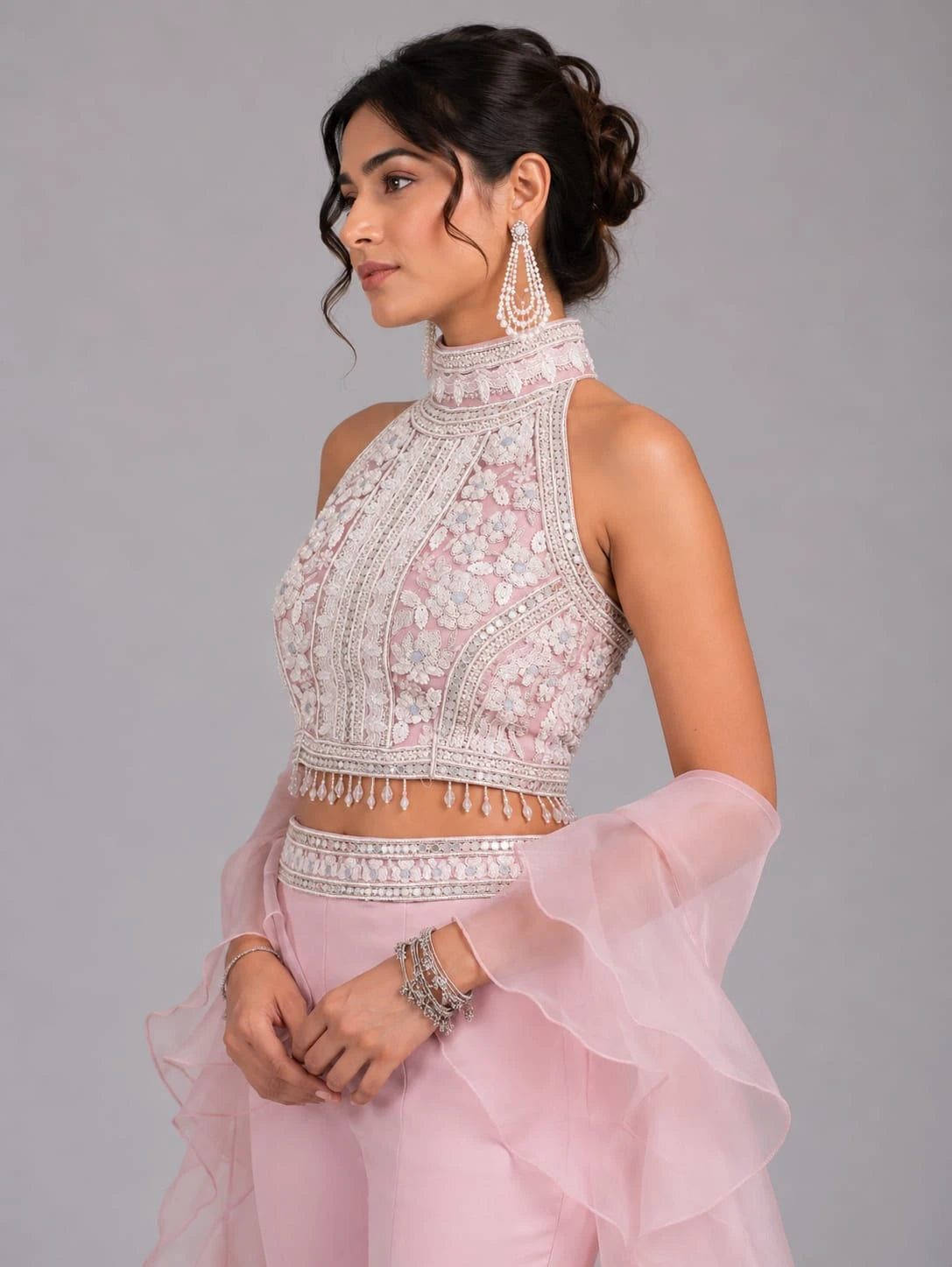 pink ruffle dupatta sharara