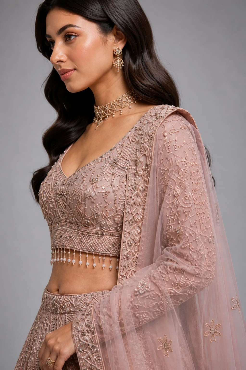 dusty pink lehenga