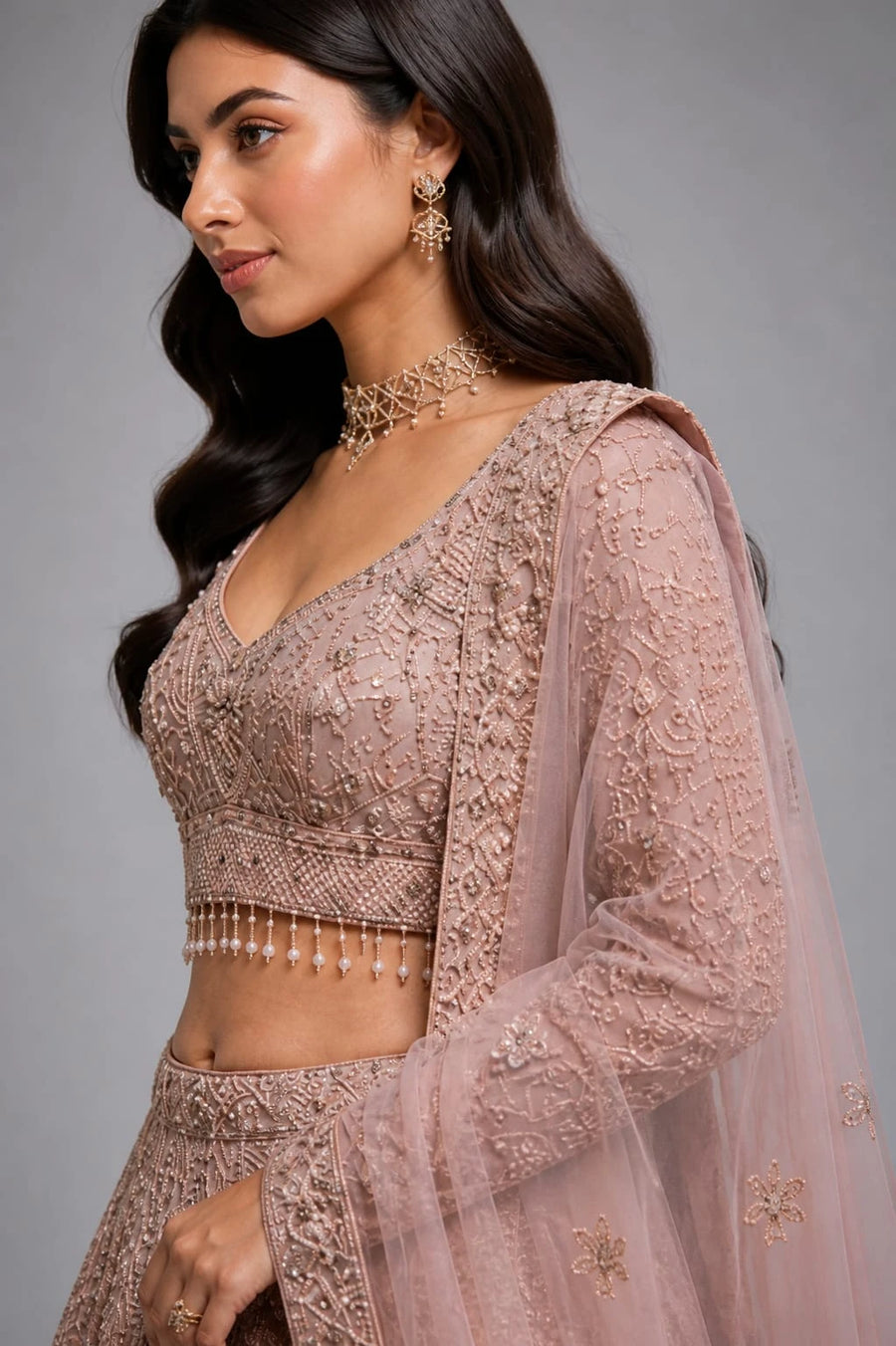 dusty pink lehenga