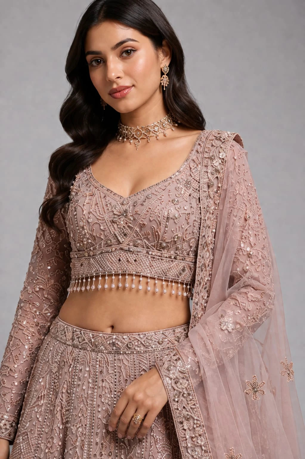 dusty pink lehenga