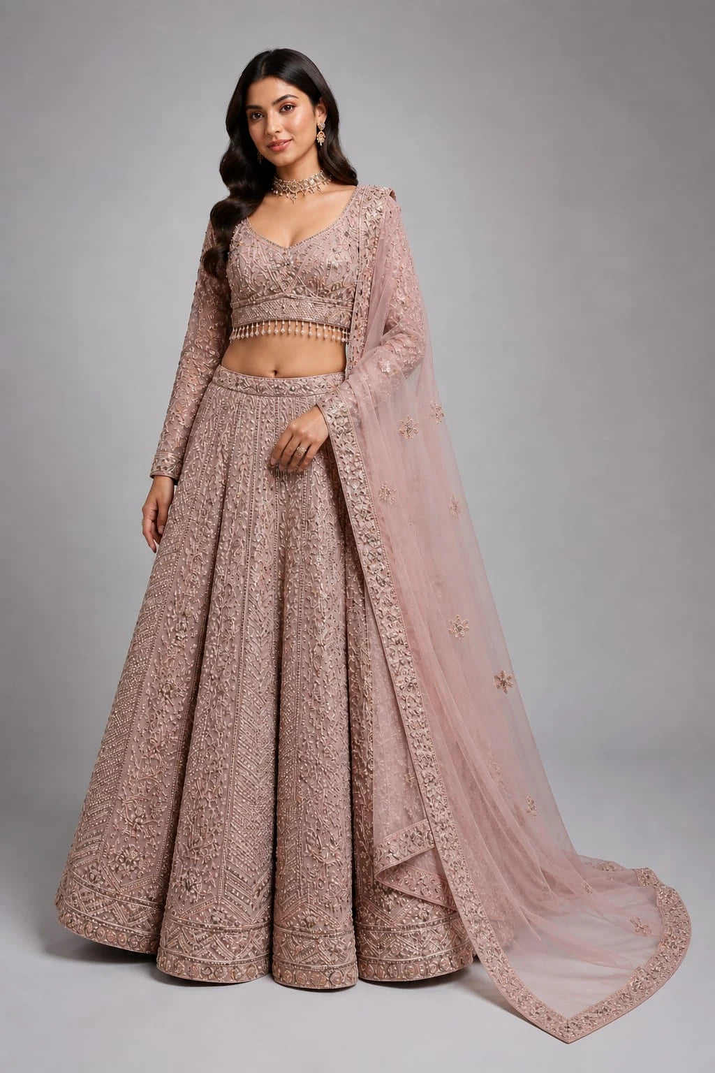 dusty pink lehenga