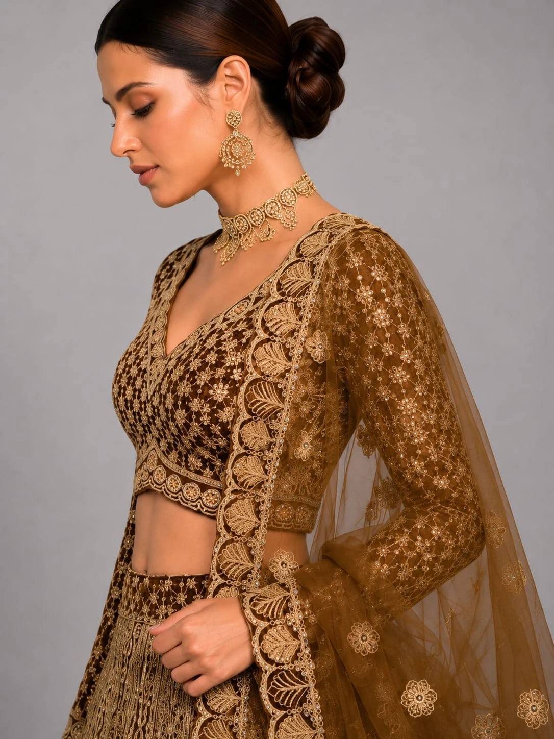coffee brown lehenga