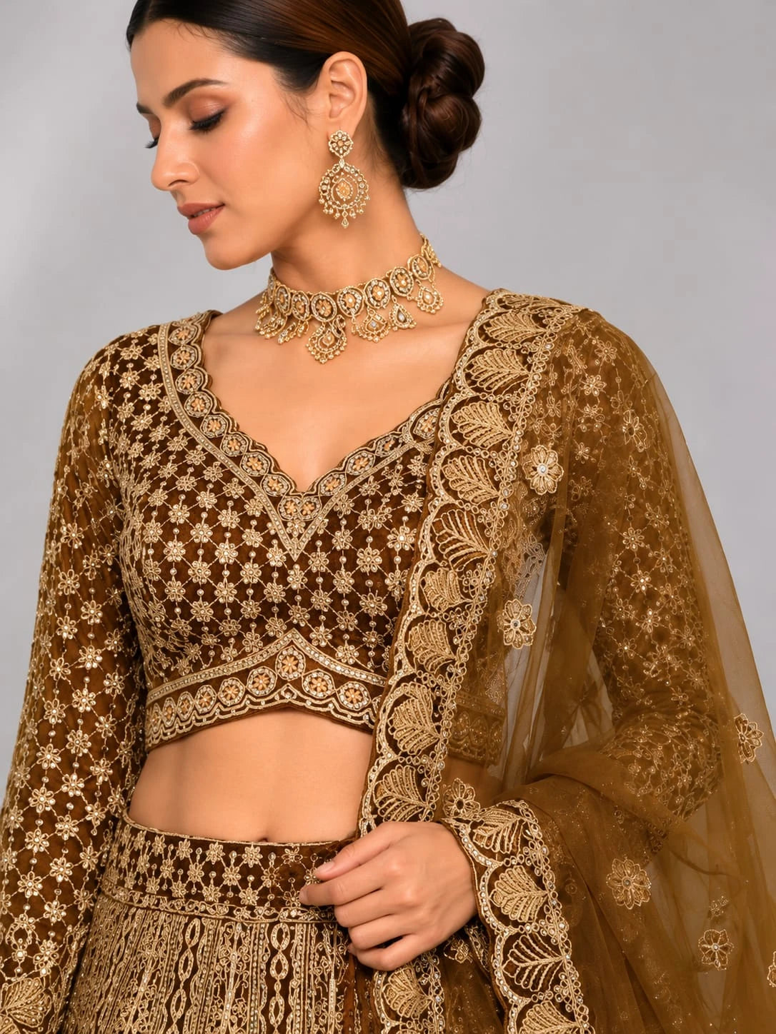 coffee brown lehenga