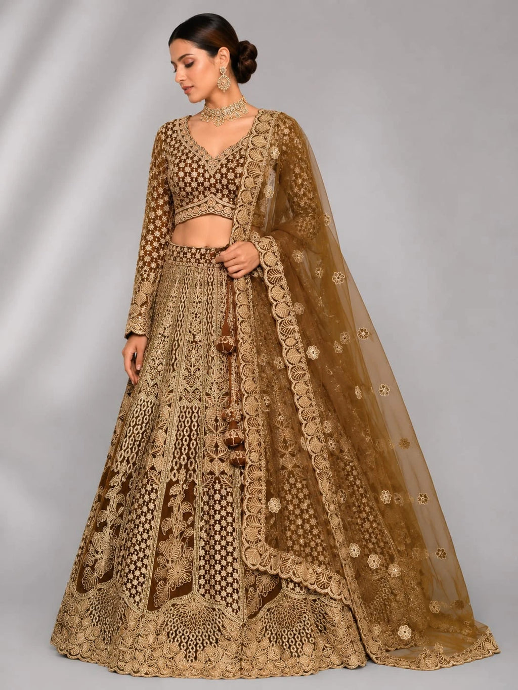 coffee brown lehenga