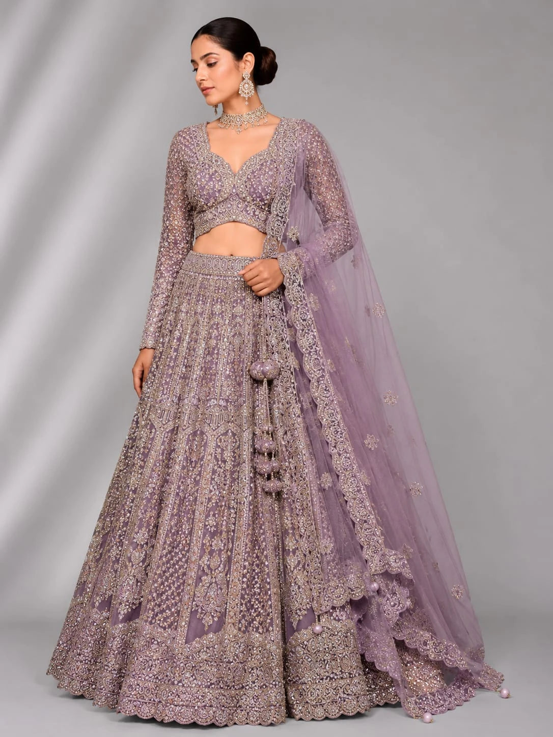 lavender flared lehenga