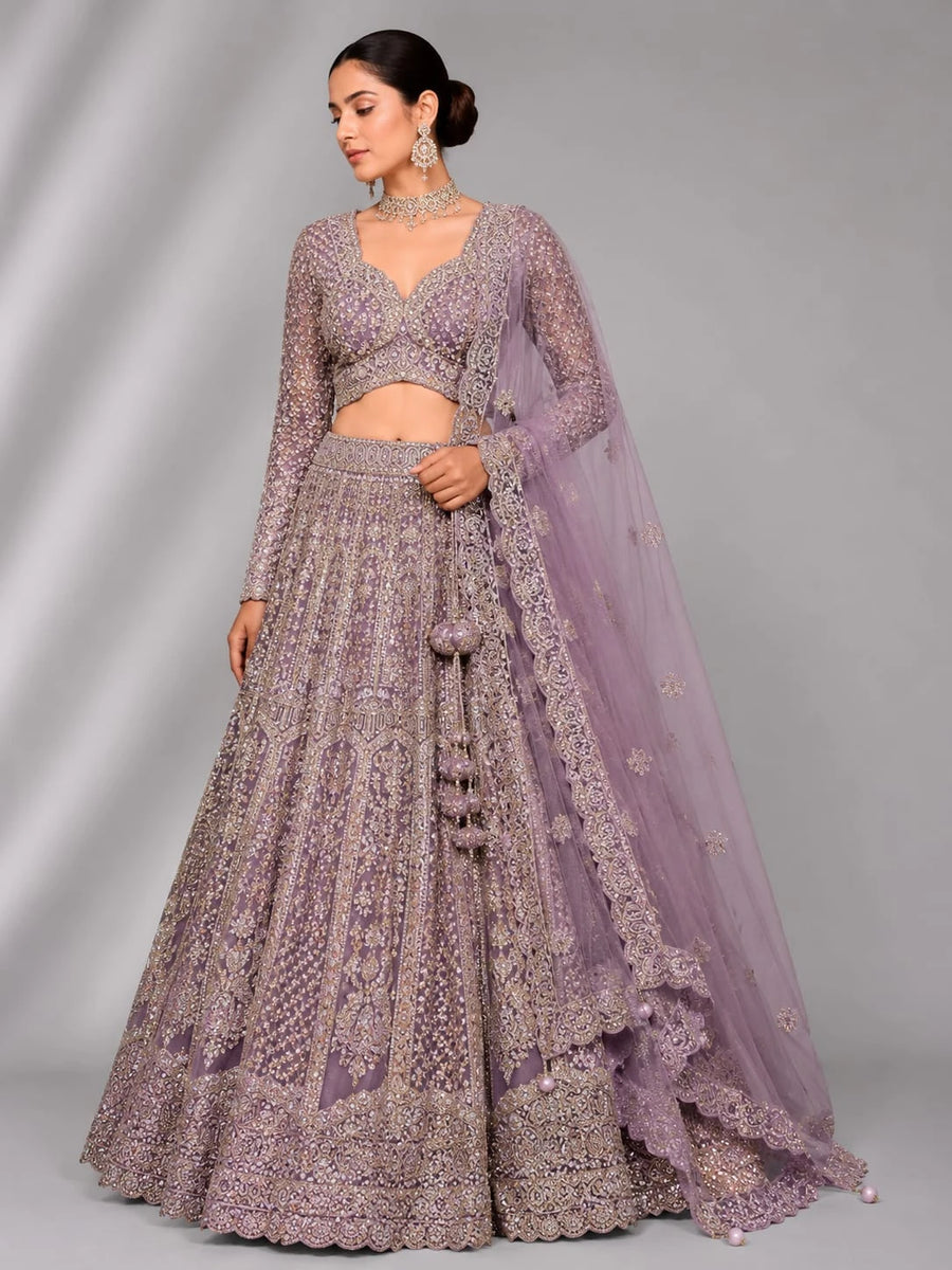 lavender flared lehenga