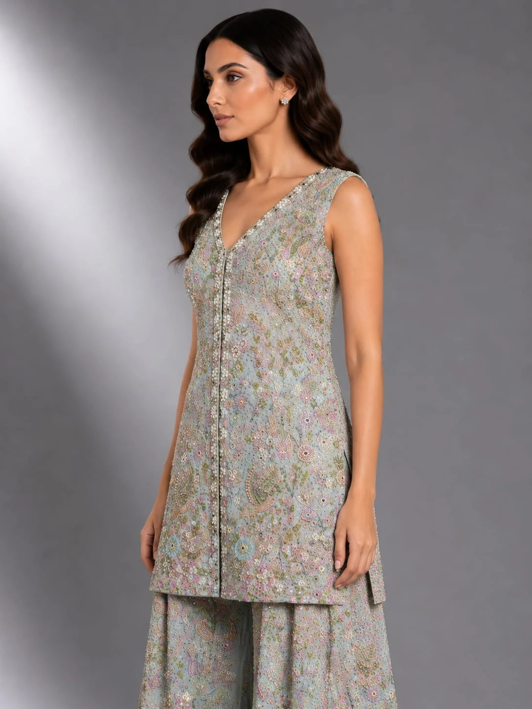 sky blue ethnic sharara