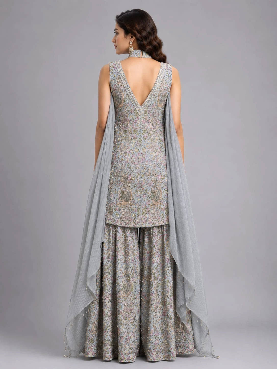 sky blue ethnic sharara