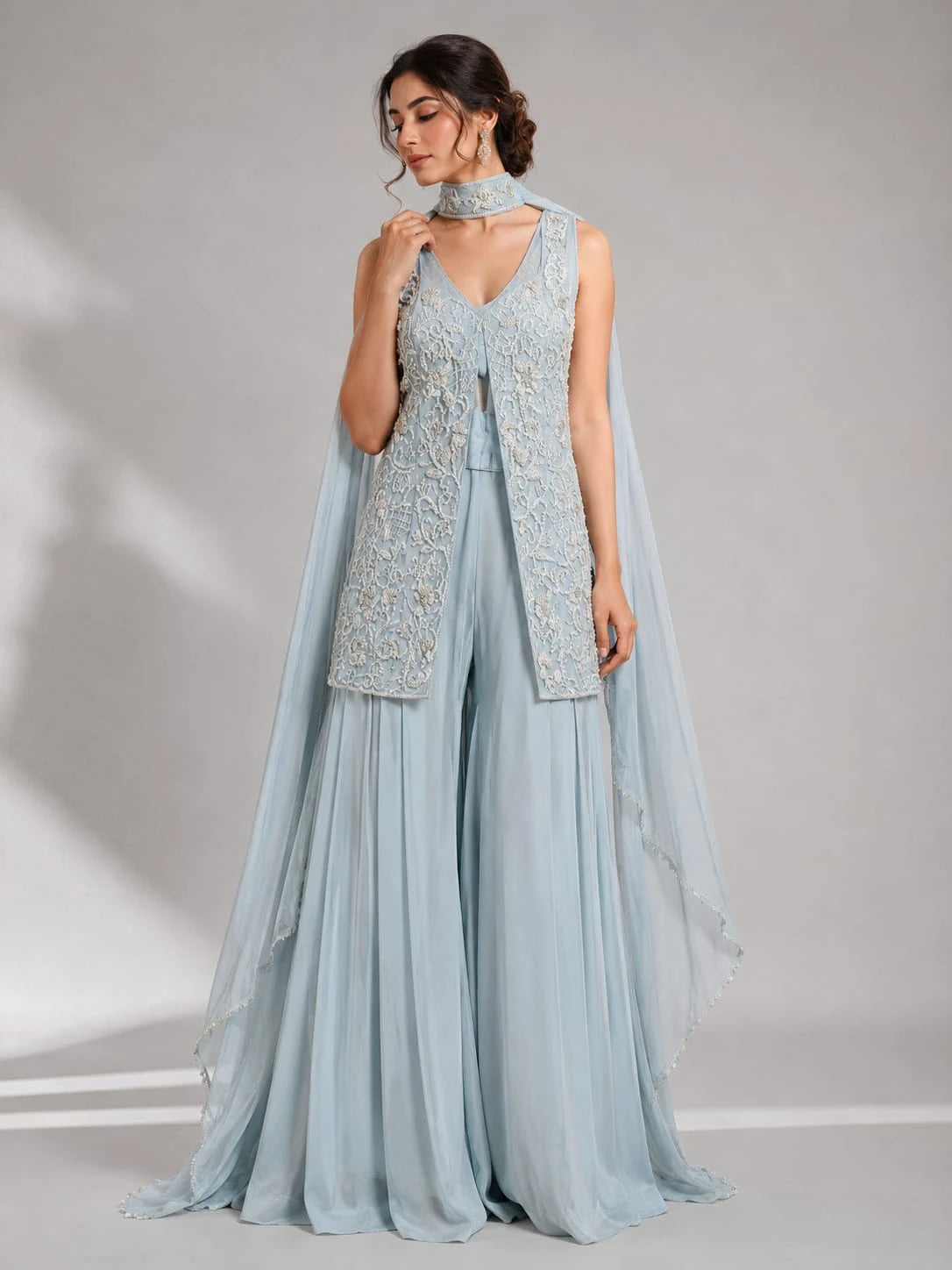 sky blue ethnic wear