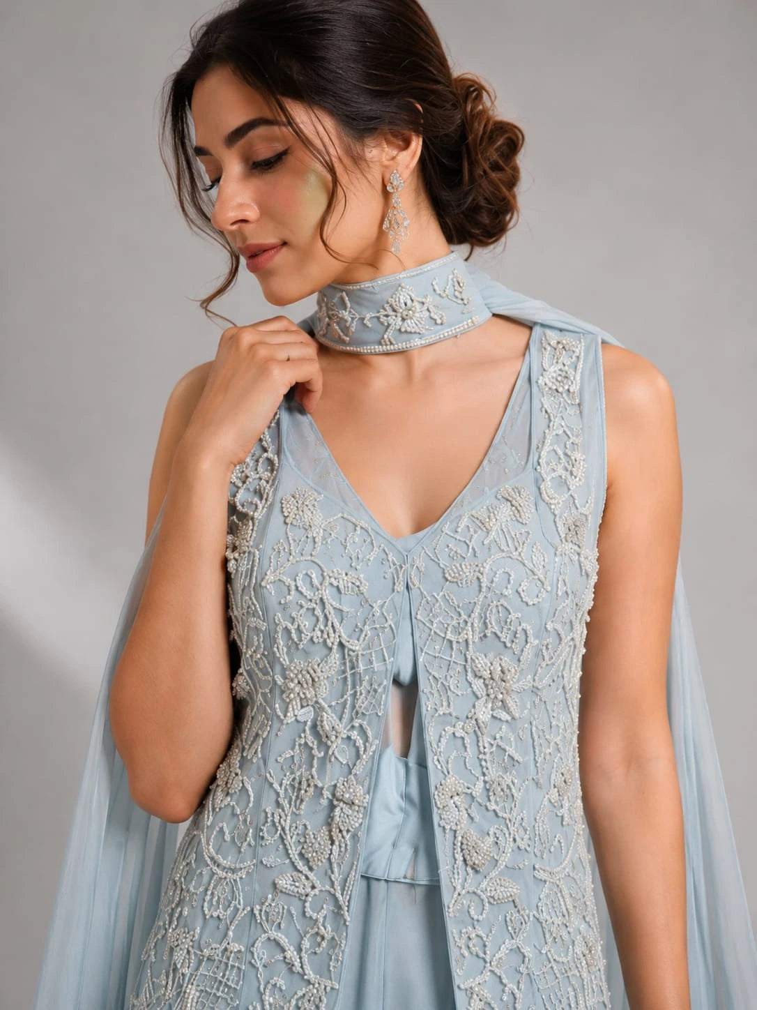 sky blue ethnic wear