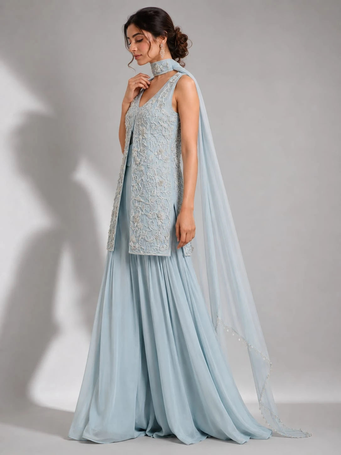 sky blue ethnic wear