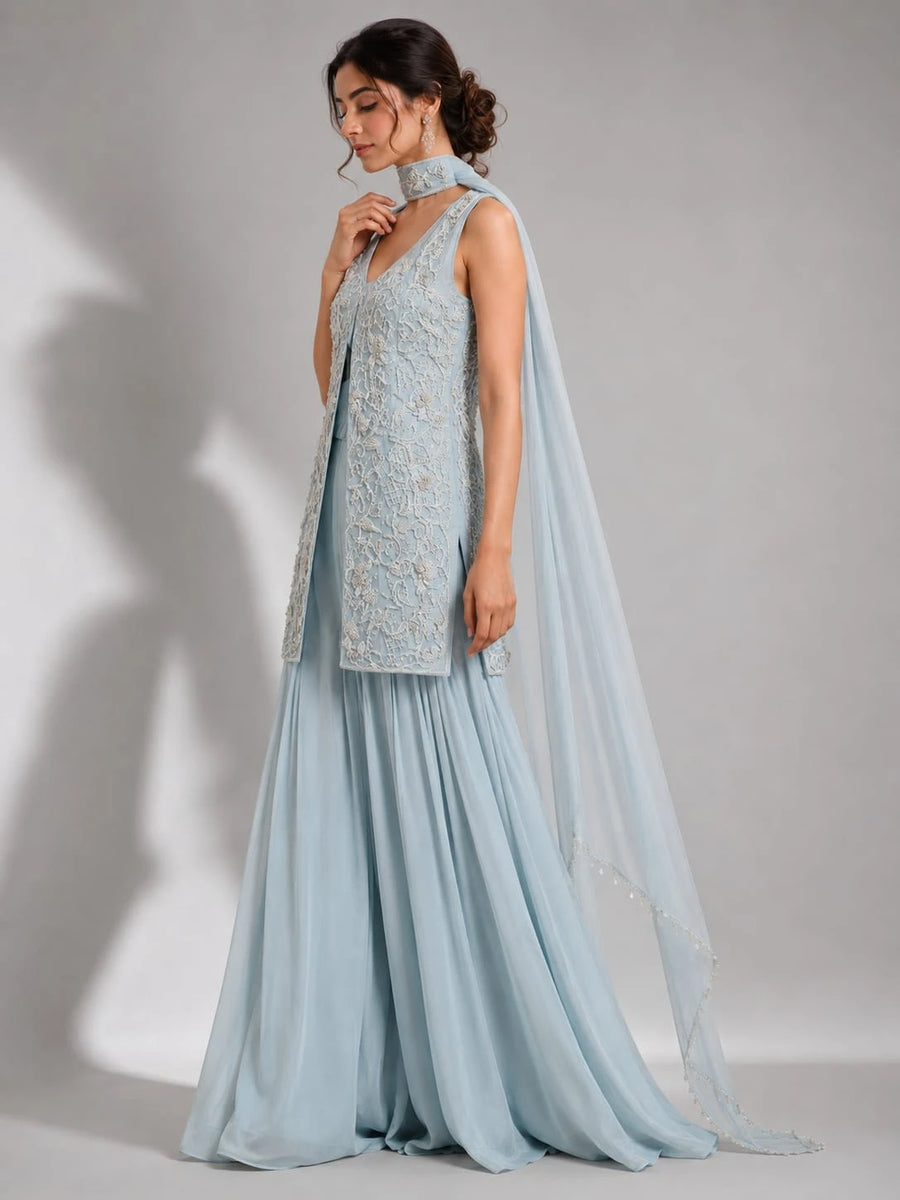 sky blue ethnic wear