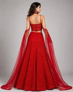 red dupatta lehenga