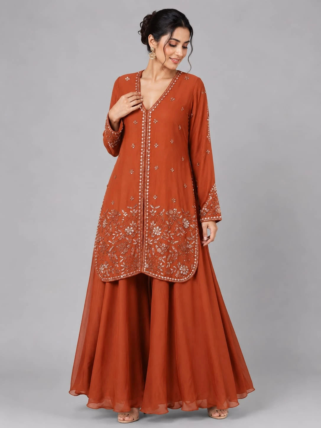 rust skirt set