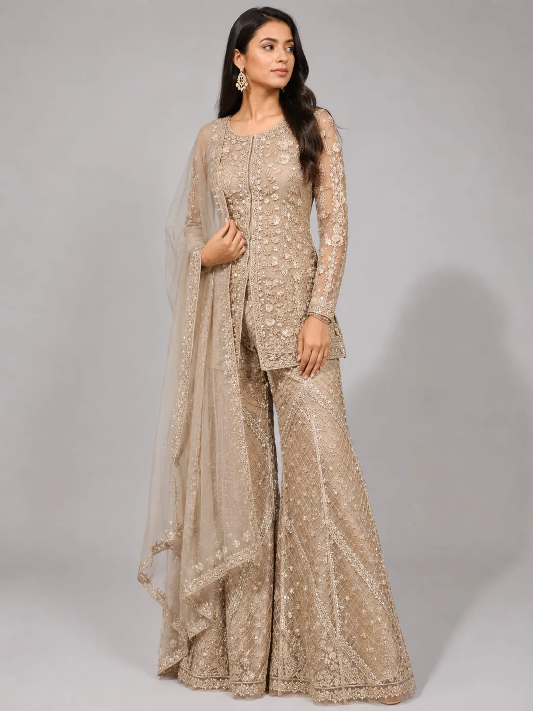 gold designer sharara set