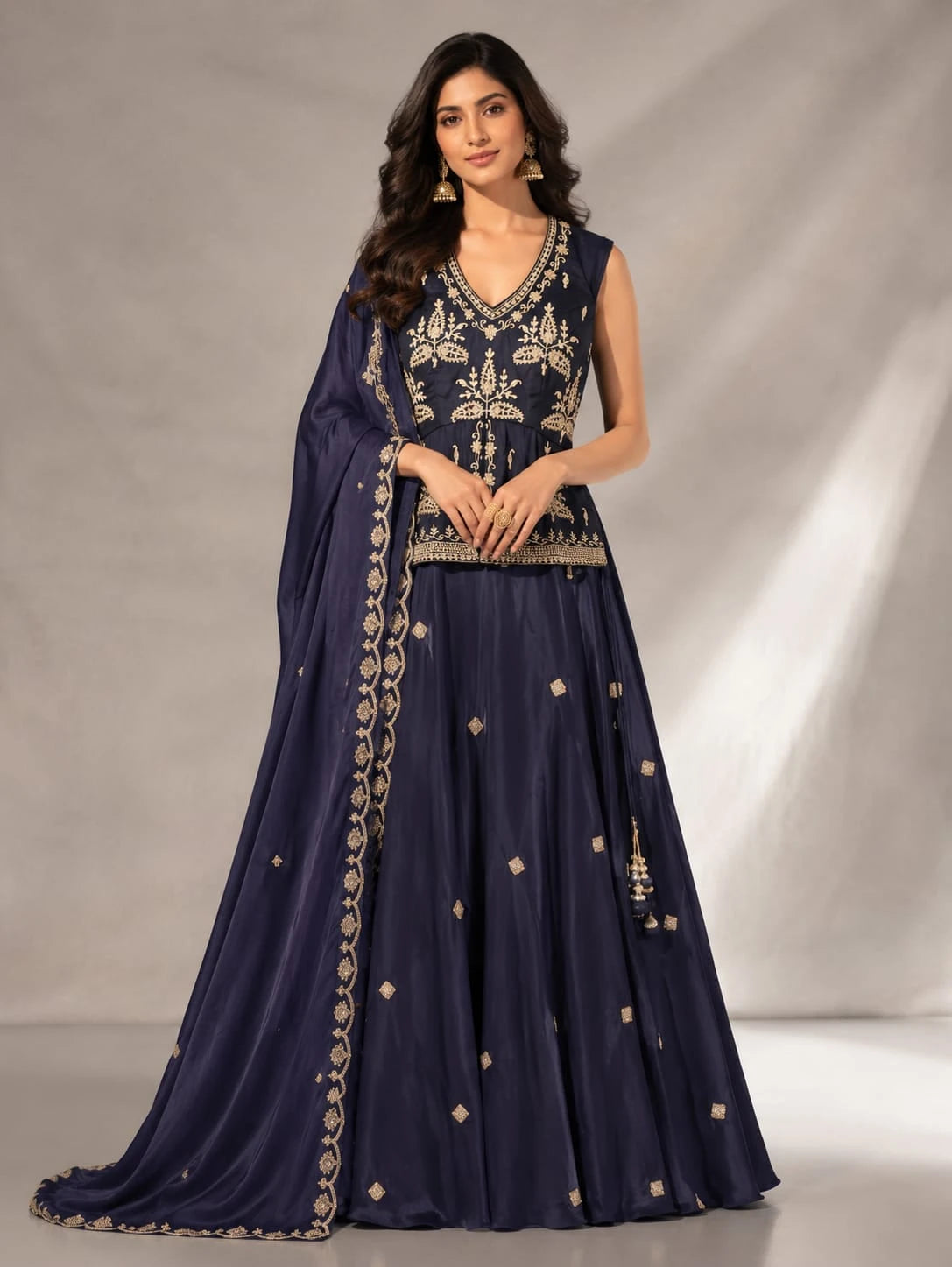 blue festive lehenga set