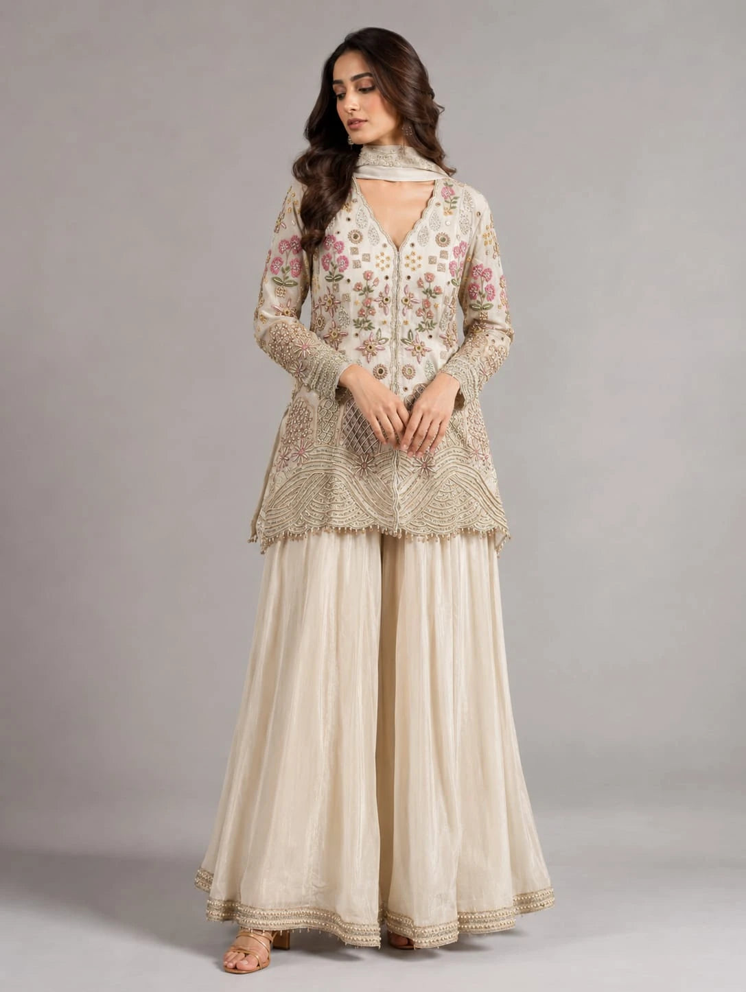 ivory gold sharara set