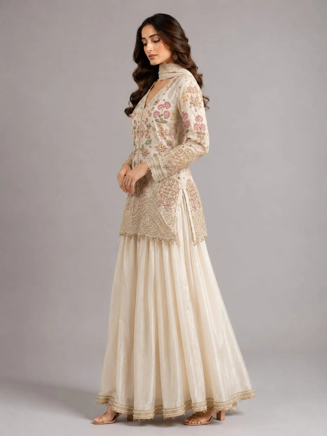 ivory gold sharara set