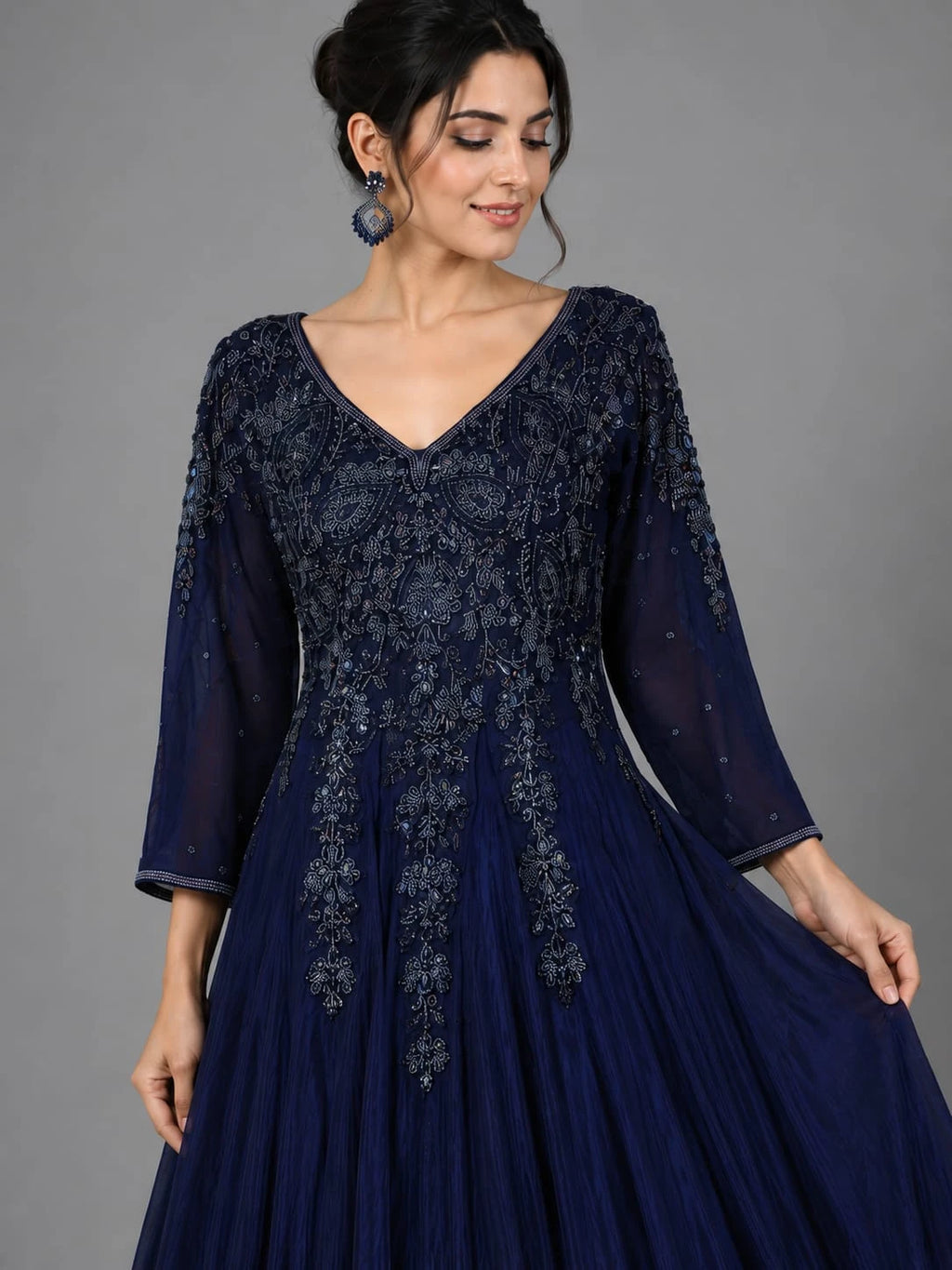 blue anarkali gown