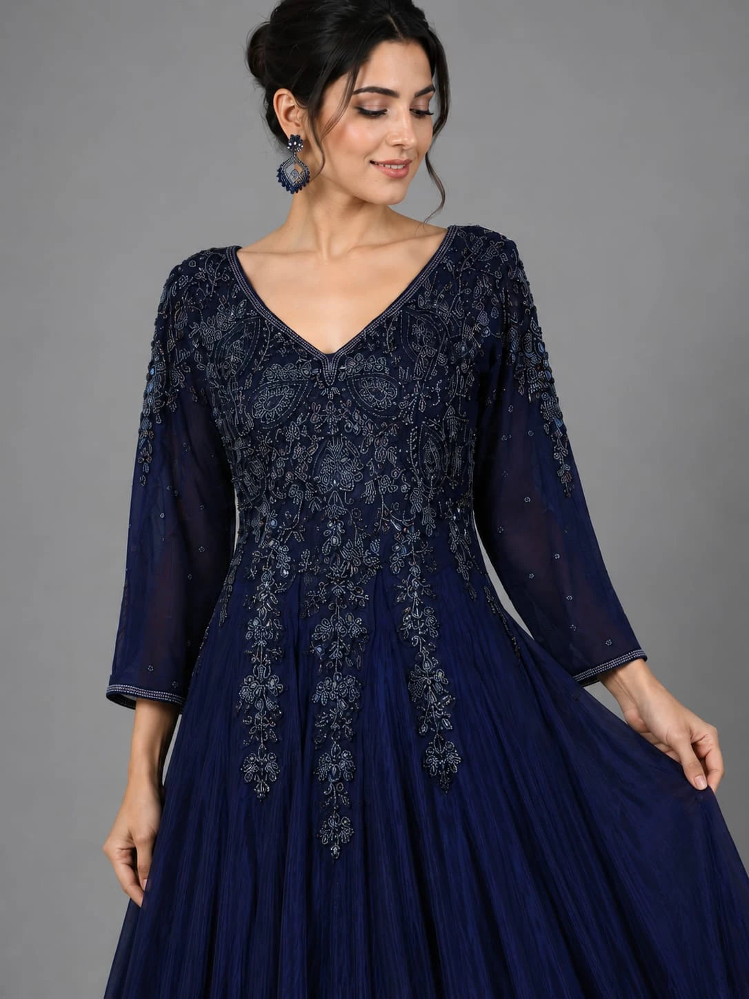 blue anarkali gown