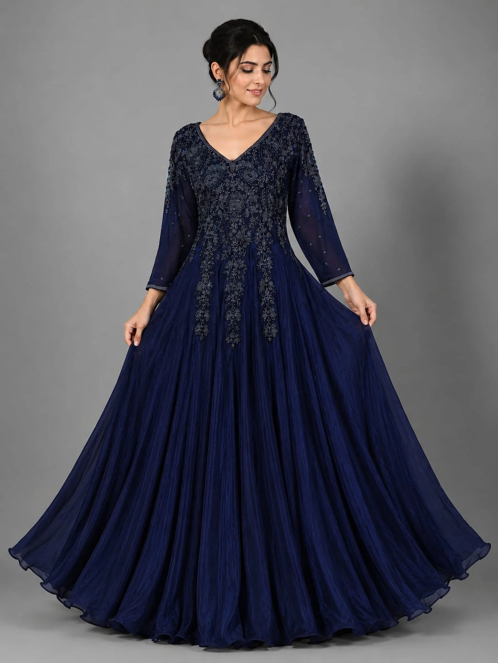 blue anarkali gown