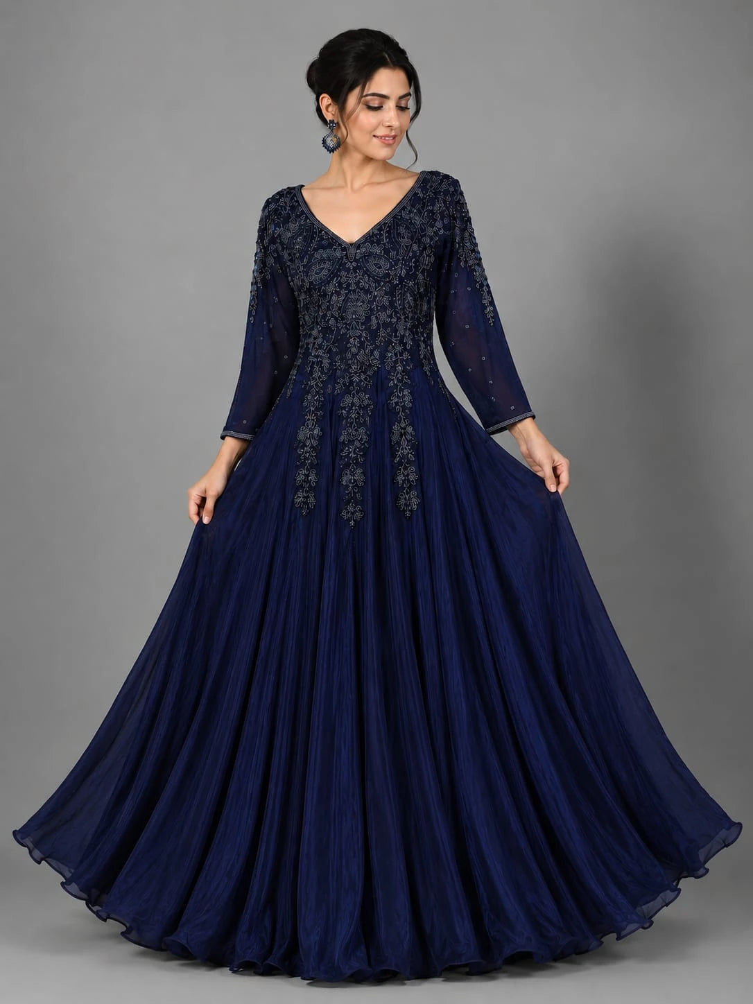 blue anarkali gown