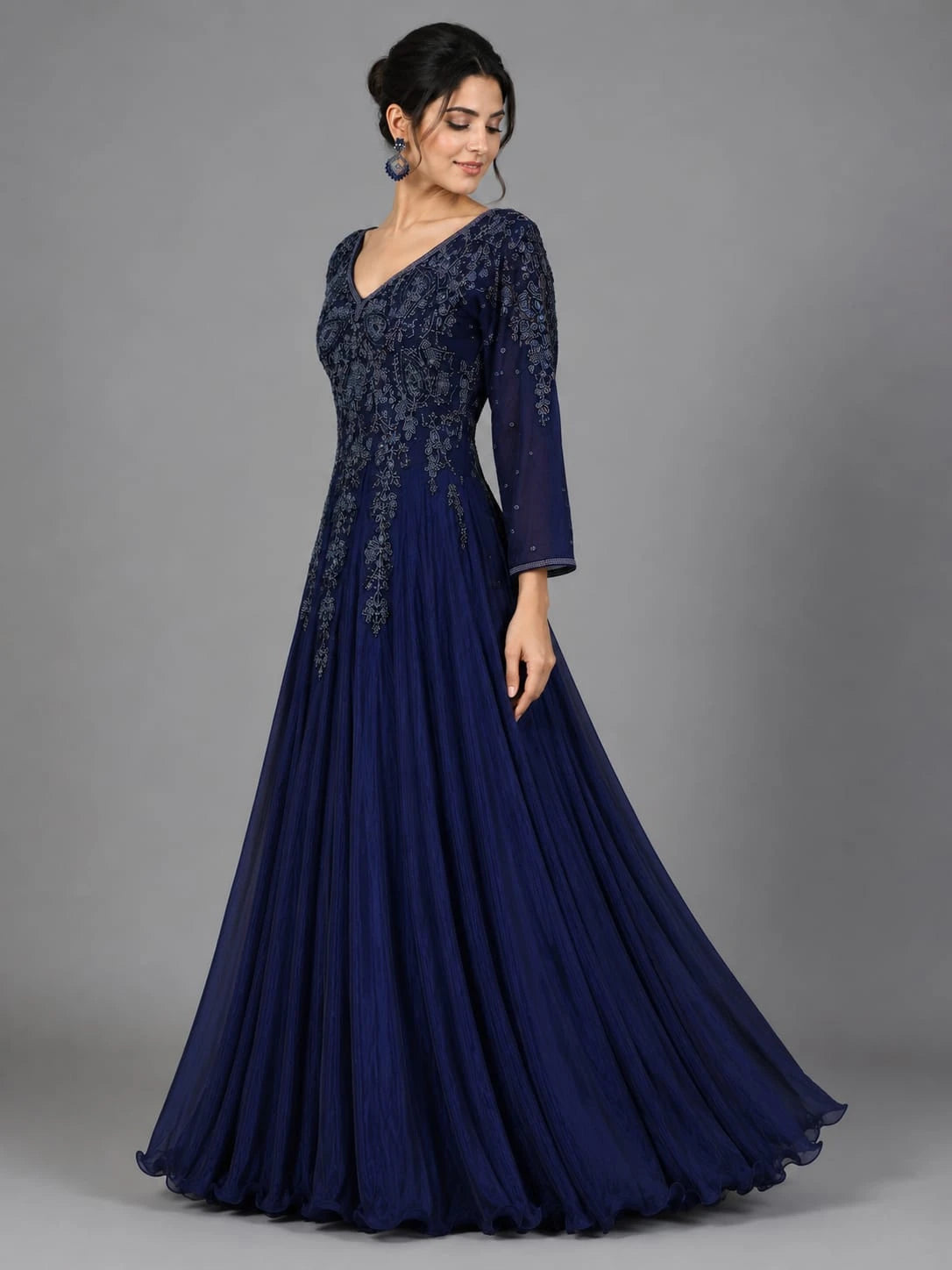 blue anarkali gown