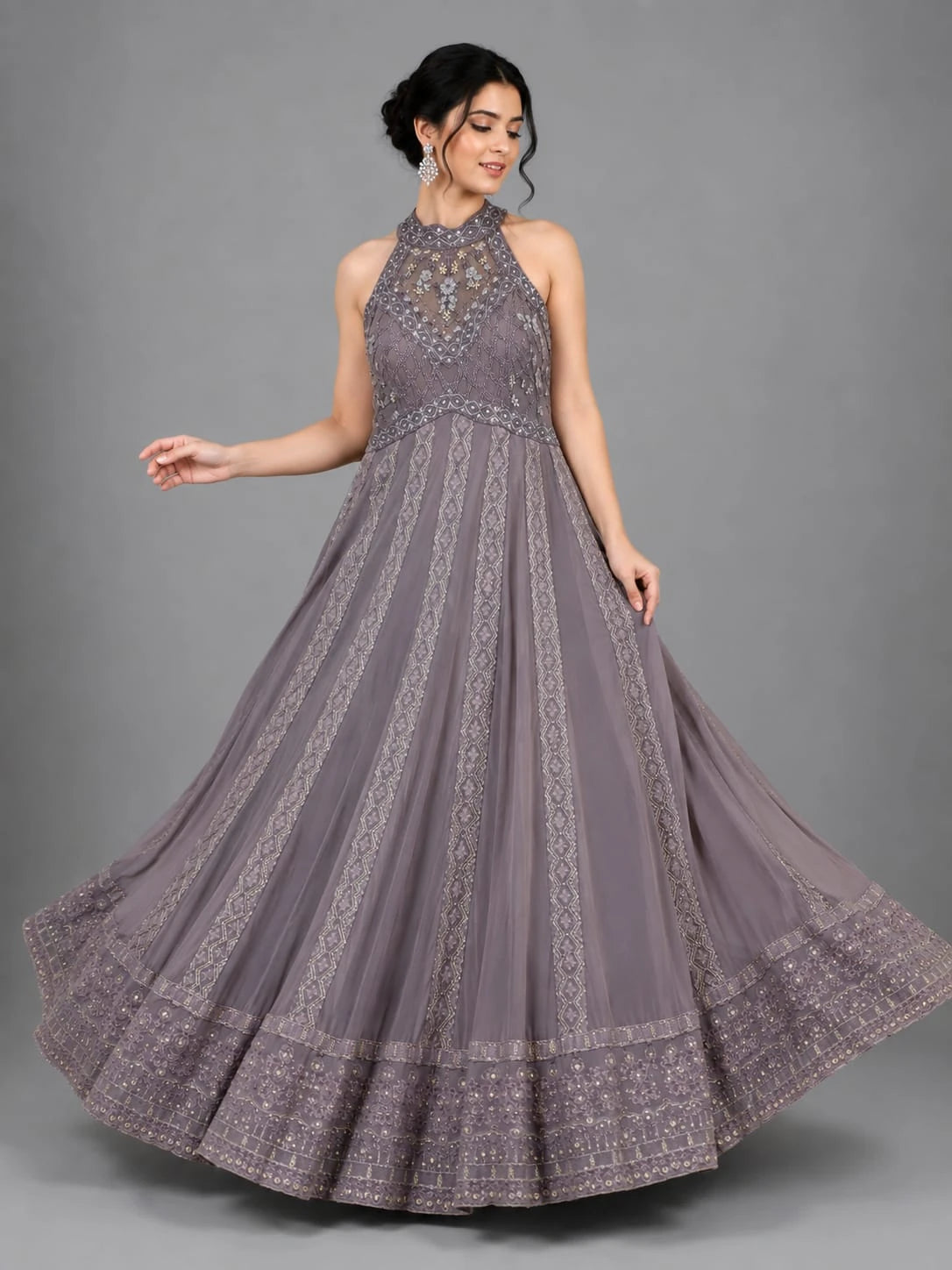 halter neck anarkali