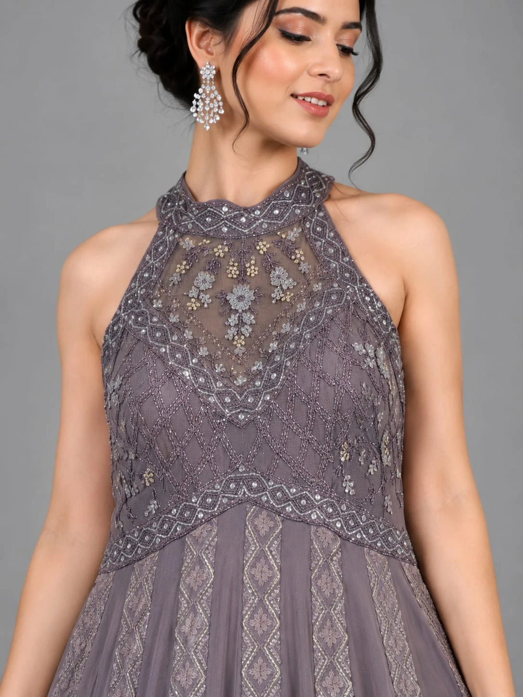 halter neck anarkali