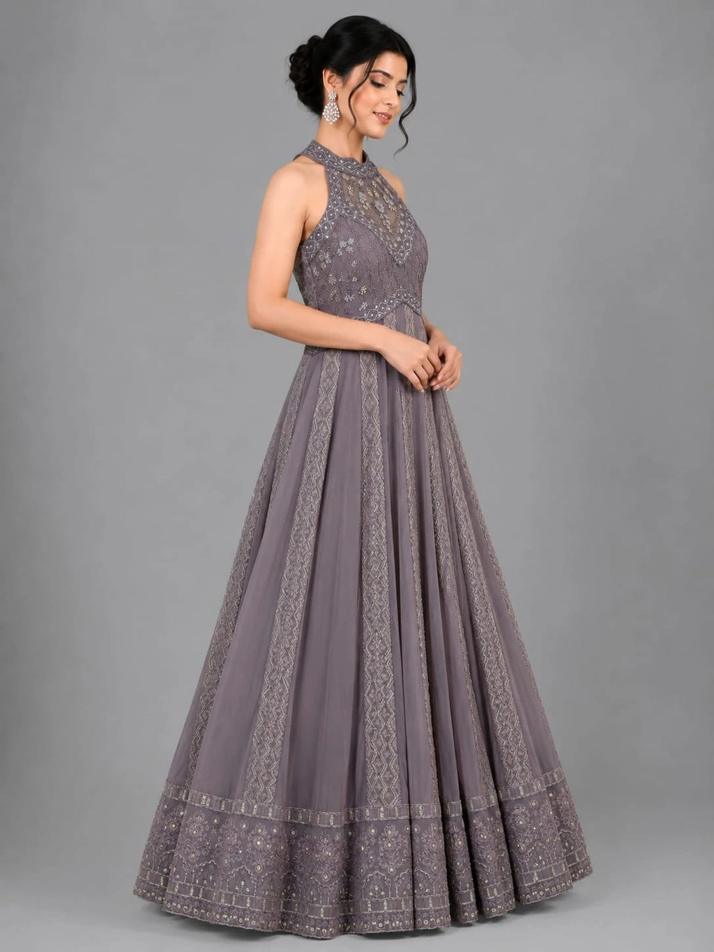 halter neck anarkali