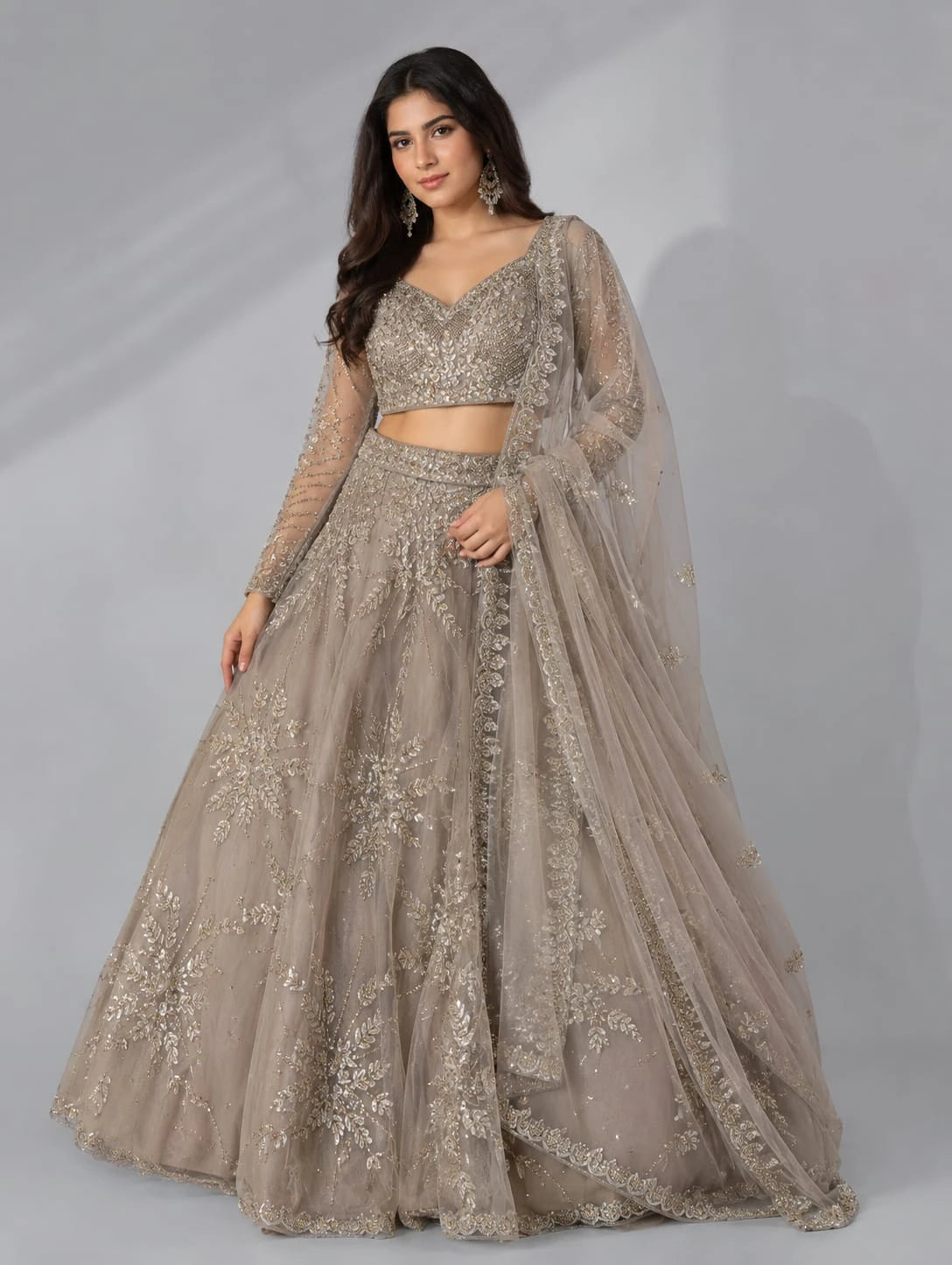 smoky grey lehenga