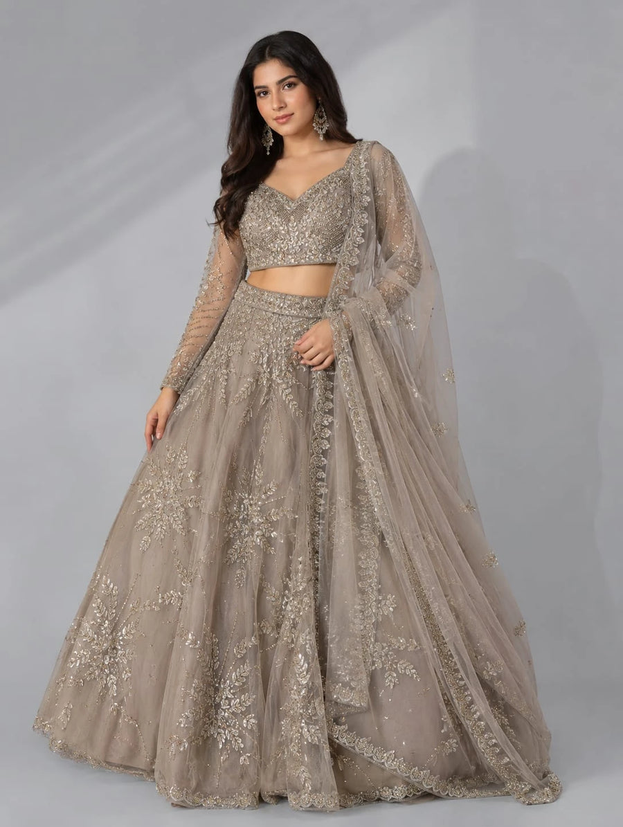 smoky grey lehenga