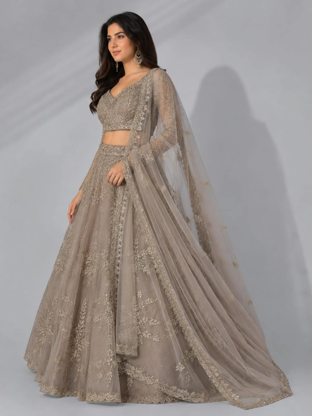 smoky grey lehenga