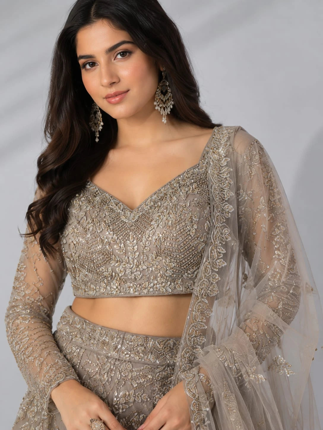 smoky grey lehenga