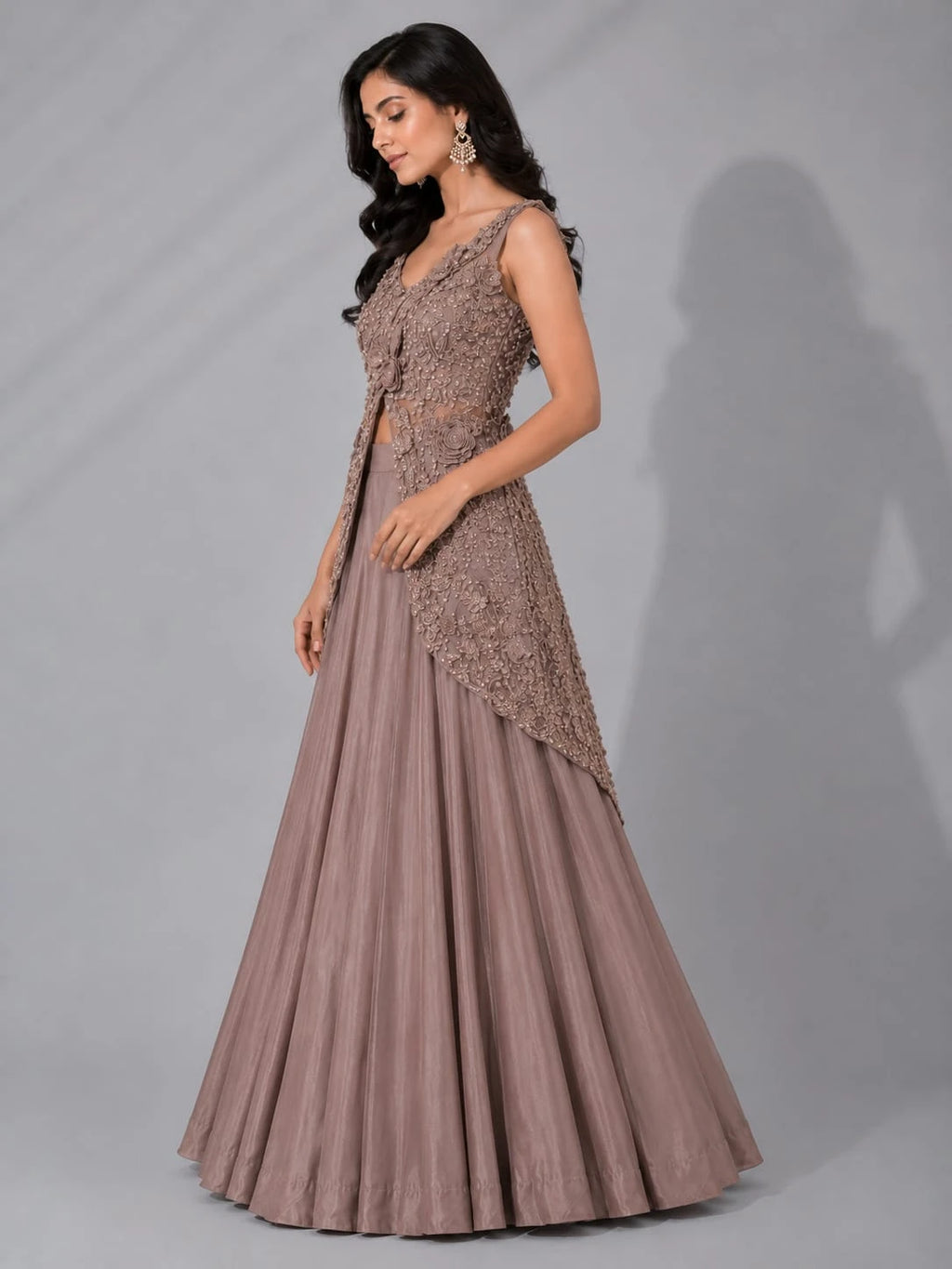 rose copper lehenga