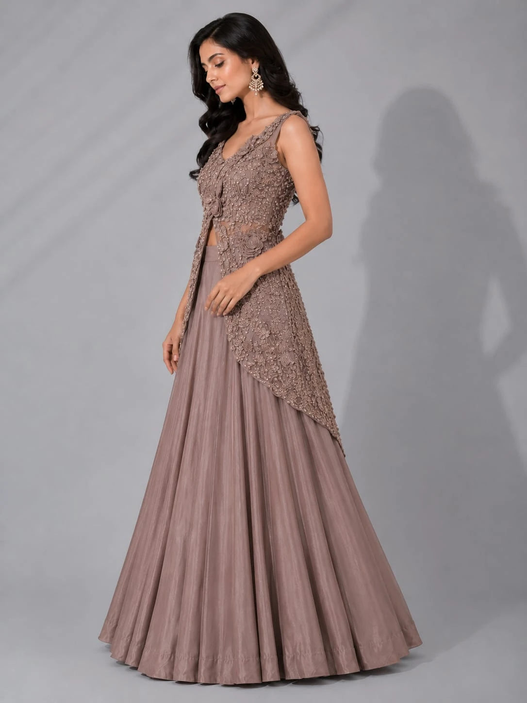 rose copper lehenga