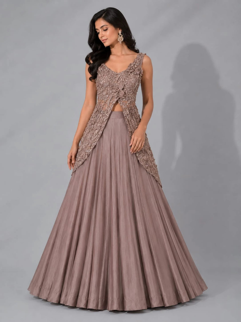 rose copper lehenga