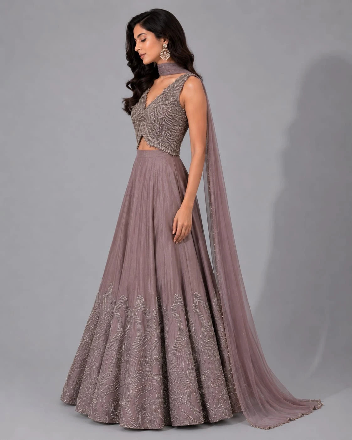 dusty mauve lehenga
