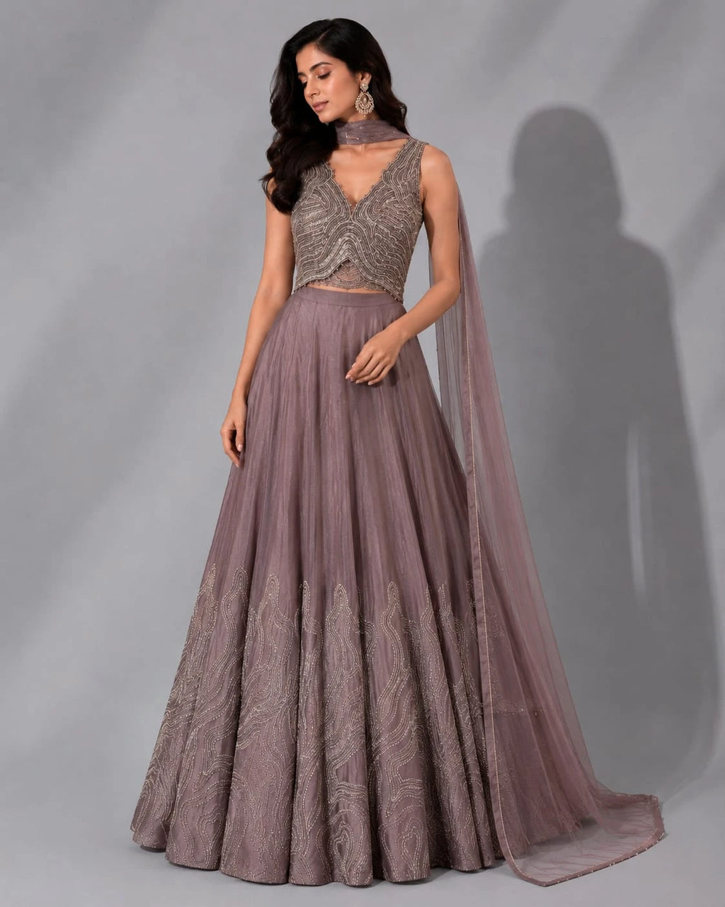 dusty mauve lehenga