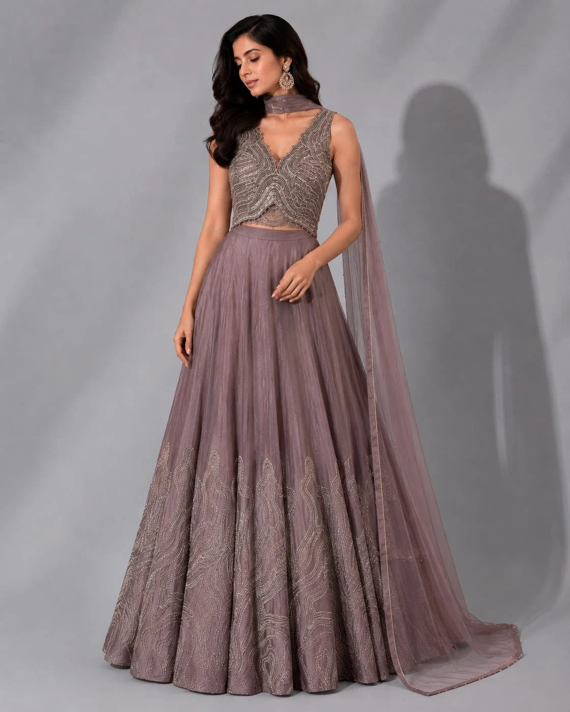 dusty mauve lehenga