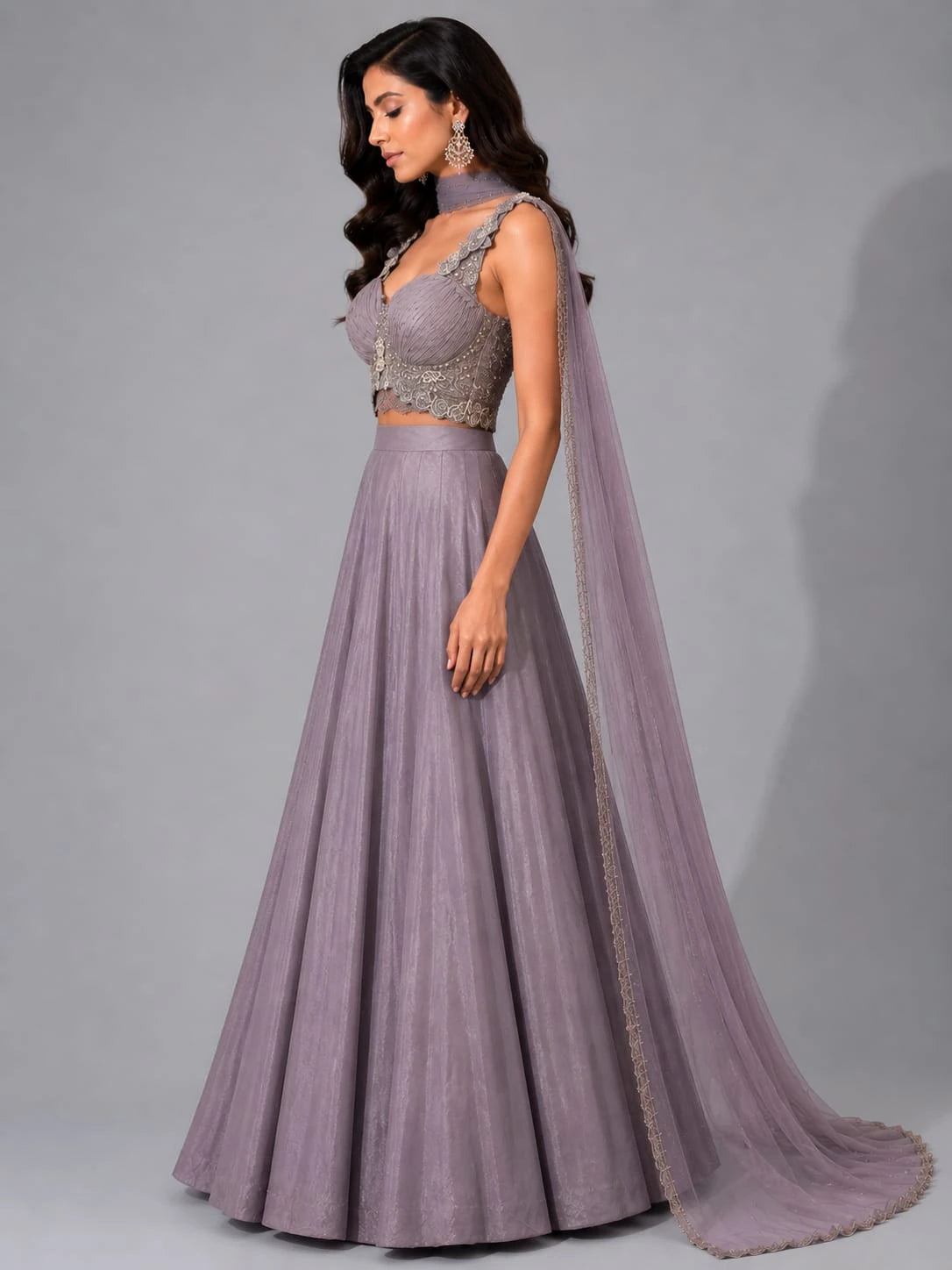 dusty lavender lehenga