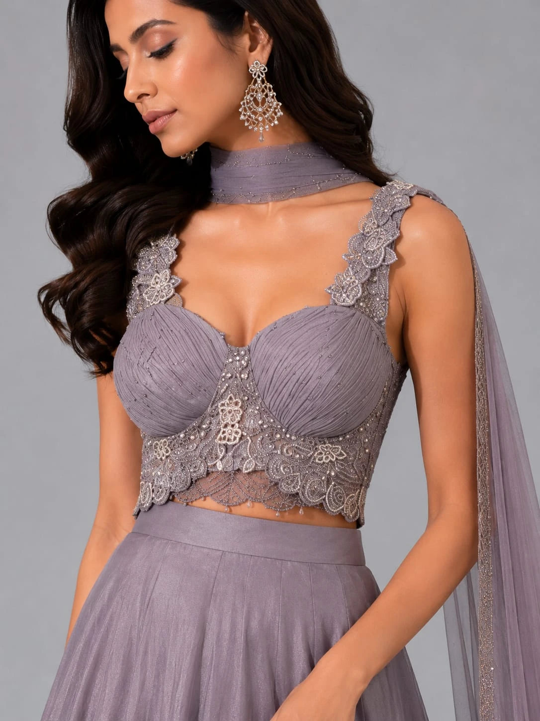 dusty lavender lehenga