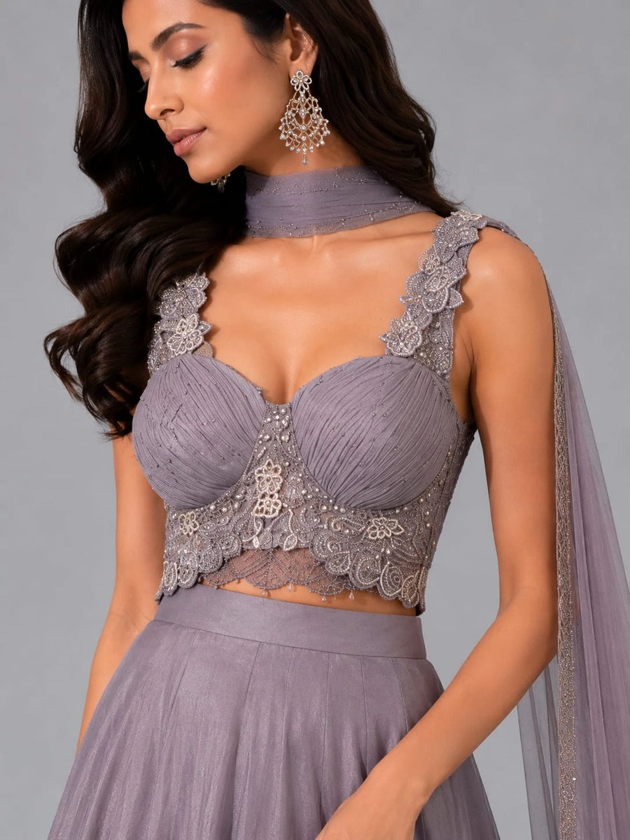 dusty lavender lehenga