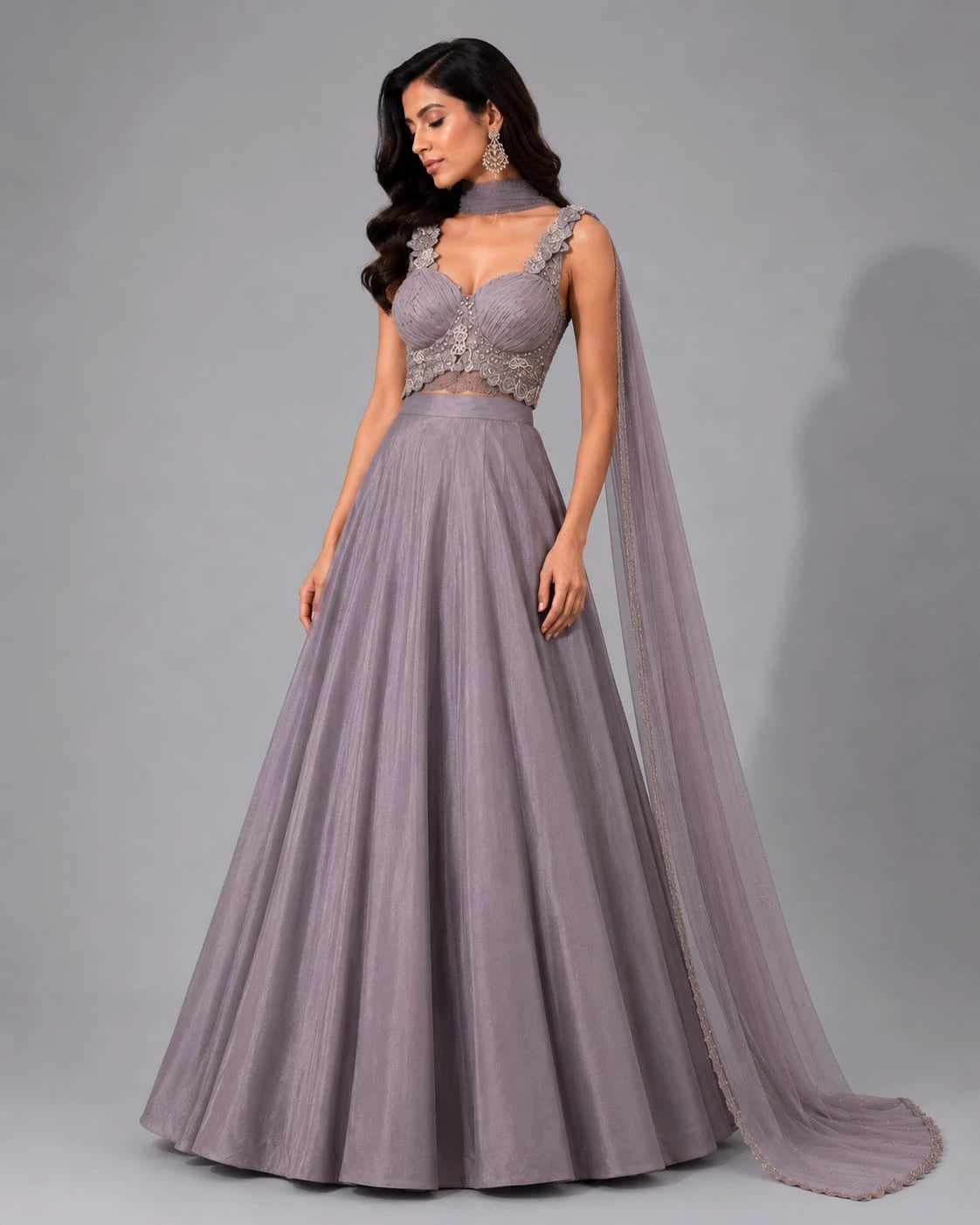 dusty lavender lehenga