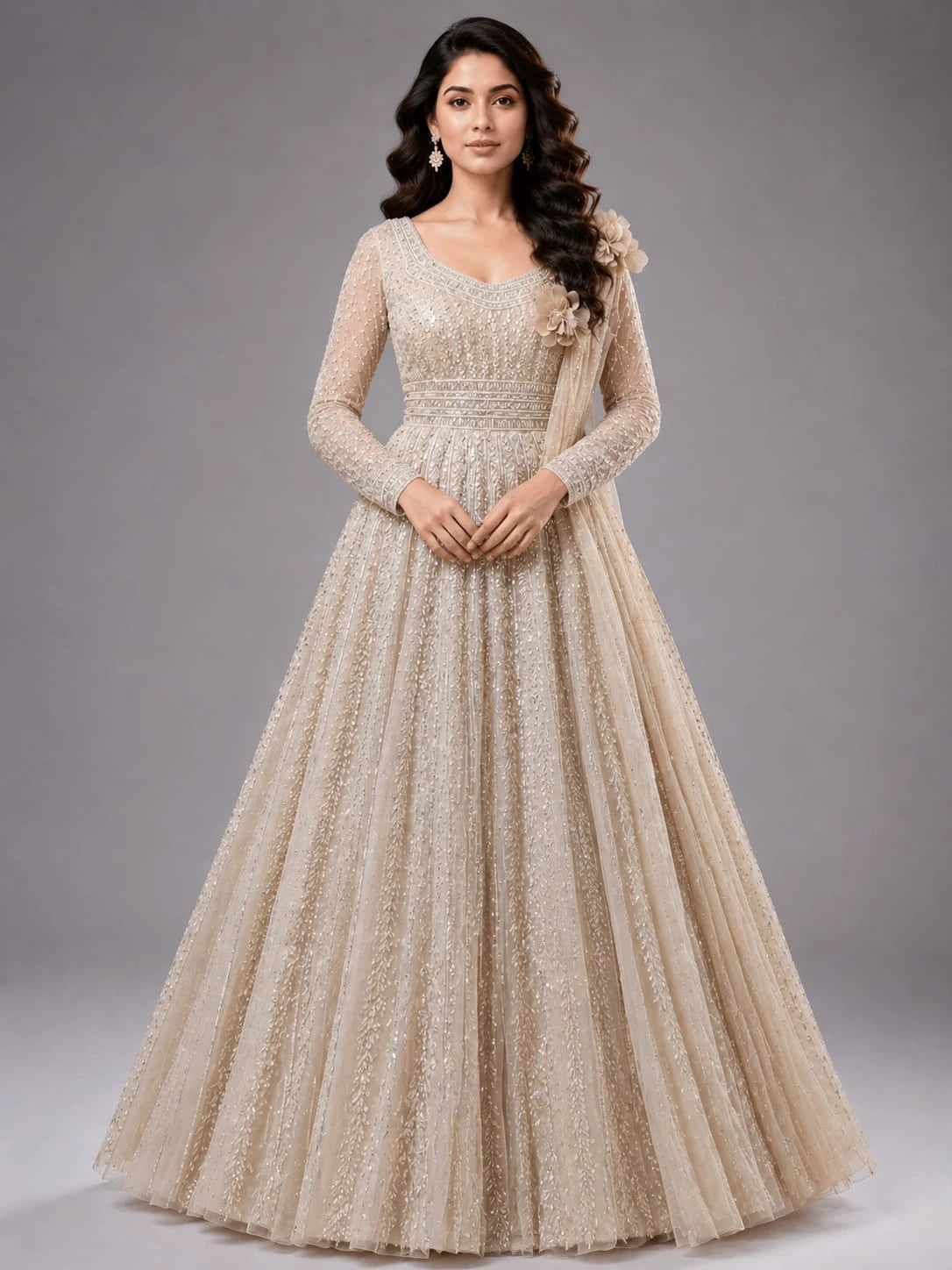 party wear gold gown
