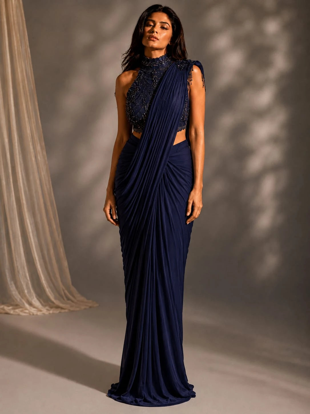 blue ready to wear saree